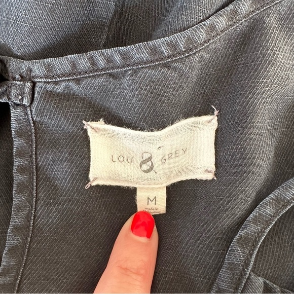 Loft Lou&Grey linen tencel blend washed black romper with zipper pockets medium - Picture 5 of 7